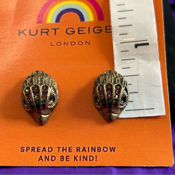 Kurt Geiger NWOT Gold Tone W/Multicolor Earrings with Dust Bag - Picture 6 of 7